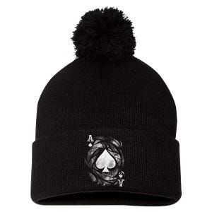 Grunge Ace Of Spades Pom Pom 12in Knit Beanie