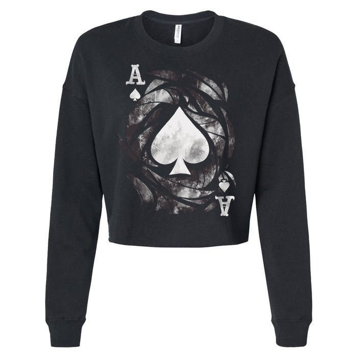 Grunge Ace Of Spades Cropped Pullover Crew