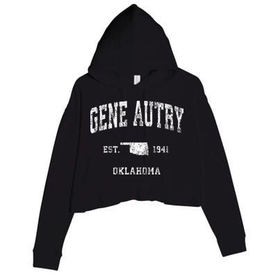 Gene Autry Oklahoma Ok Vintage Athletic Sports Design Crop Fleece Hoodie