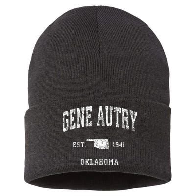 Gene Autry Oklahoma Ok Vintage Athletic Sports Design Sustainable Knit Beanie