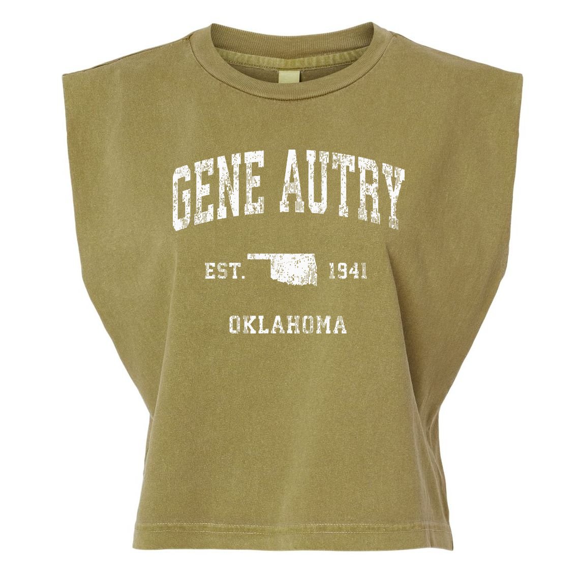 Gene Autry Oklahoma Ok Vintage Athletic Sports Design Garment-Dyed Women's Muscle Tee