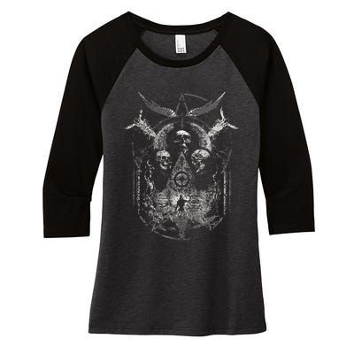 Gothic Aesthetic Occult Unholy Grunge Emo Punk Women's Tri-Blend 3/4-Sleeve Raglan Shirt