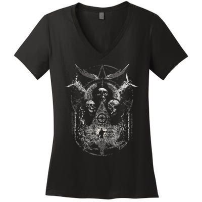 Gothic Aesthetic Occult Unholy Grunge Emo Punk Women's V-Neck T-Shirt