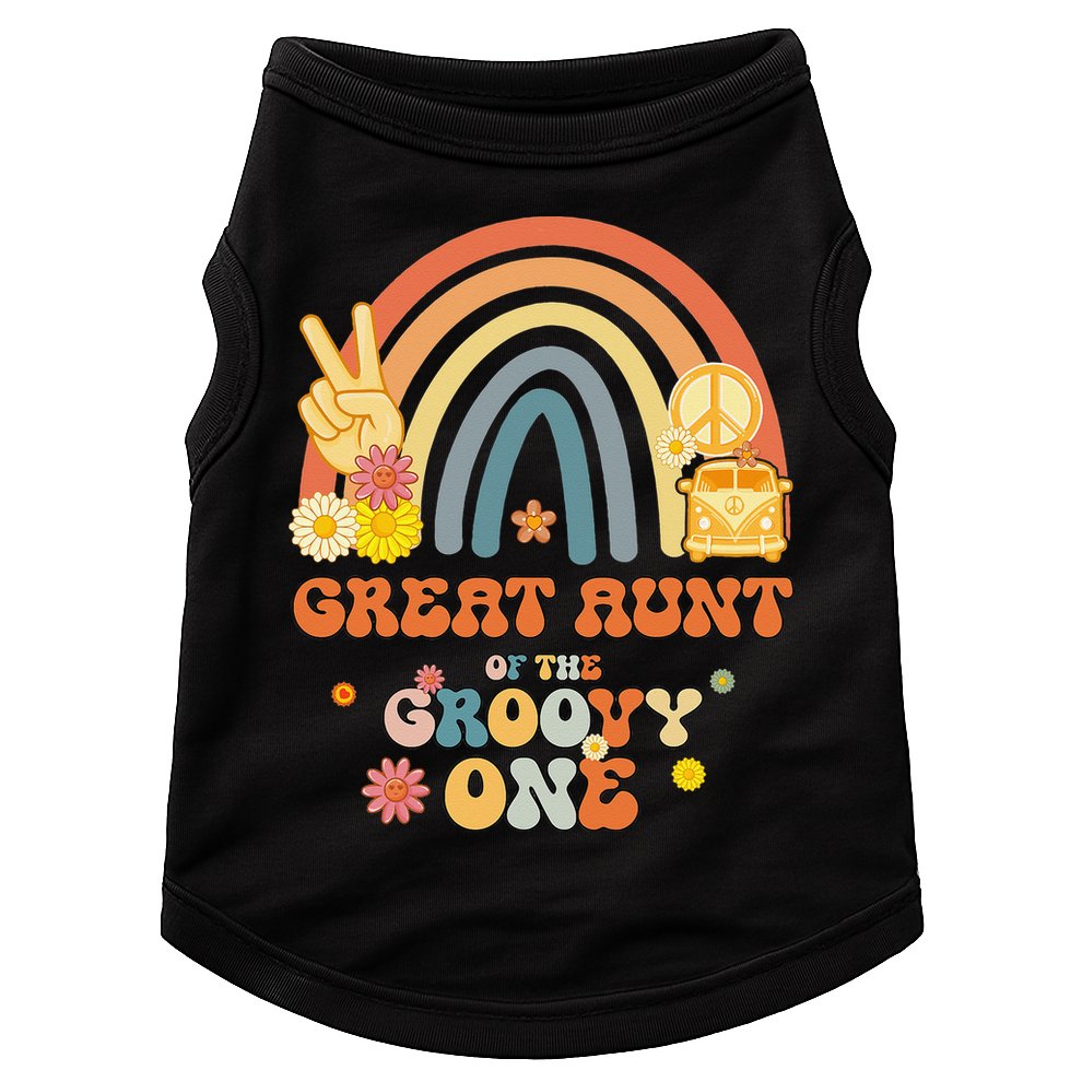 Great Aunt of the Groovy One Rainbow Boho Birthday Party Doggie Tank