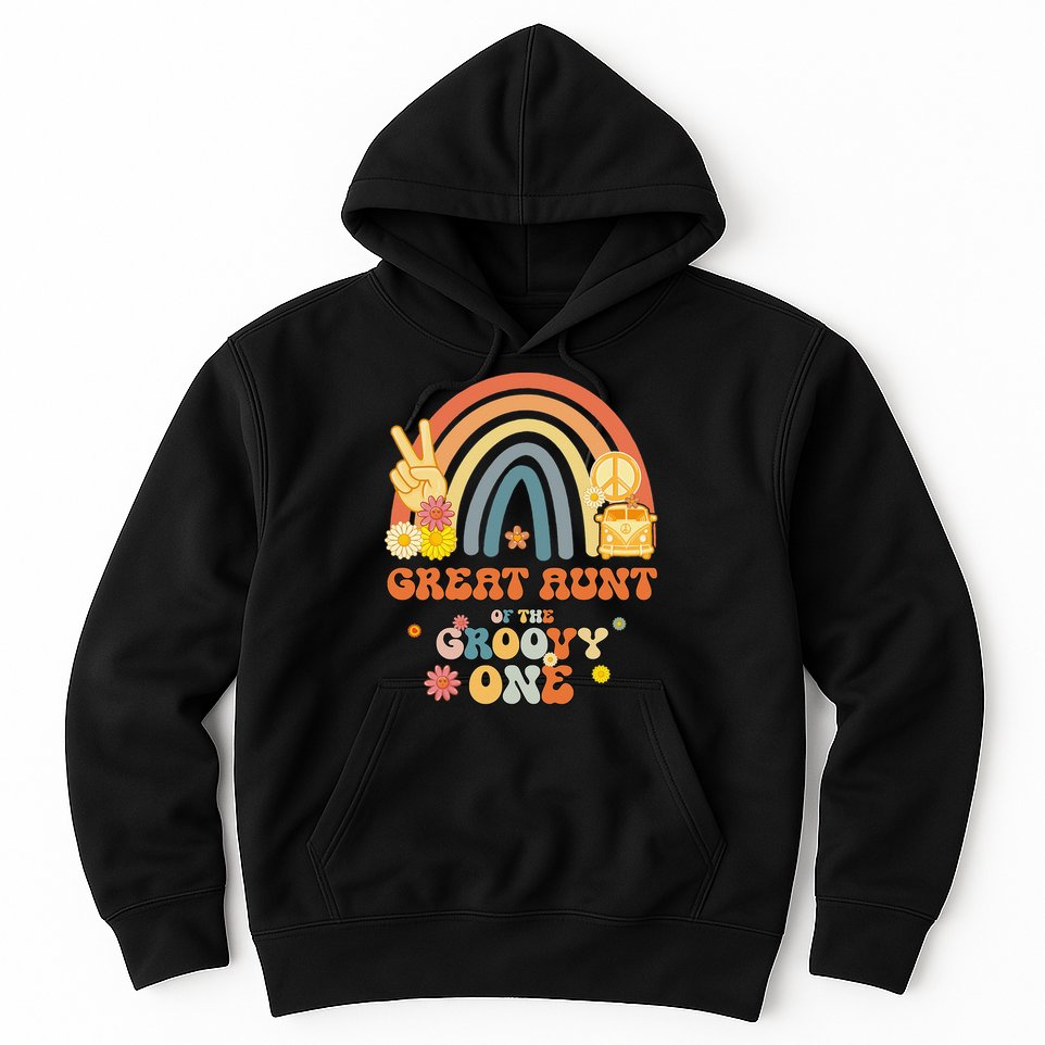 Great Aunt of the Groovy One Rainbow Boho Birthday Party Hoodie
