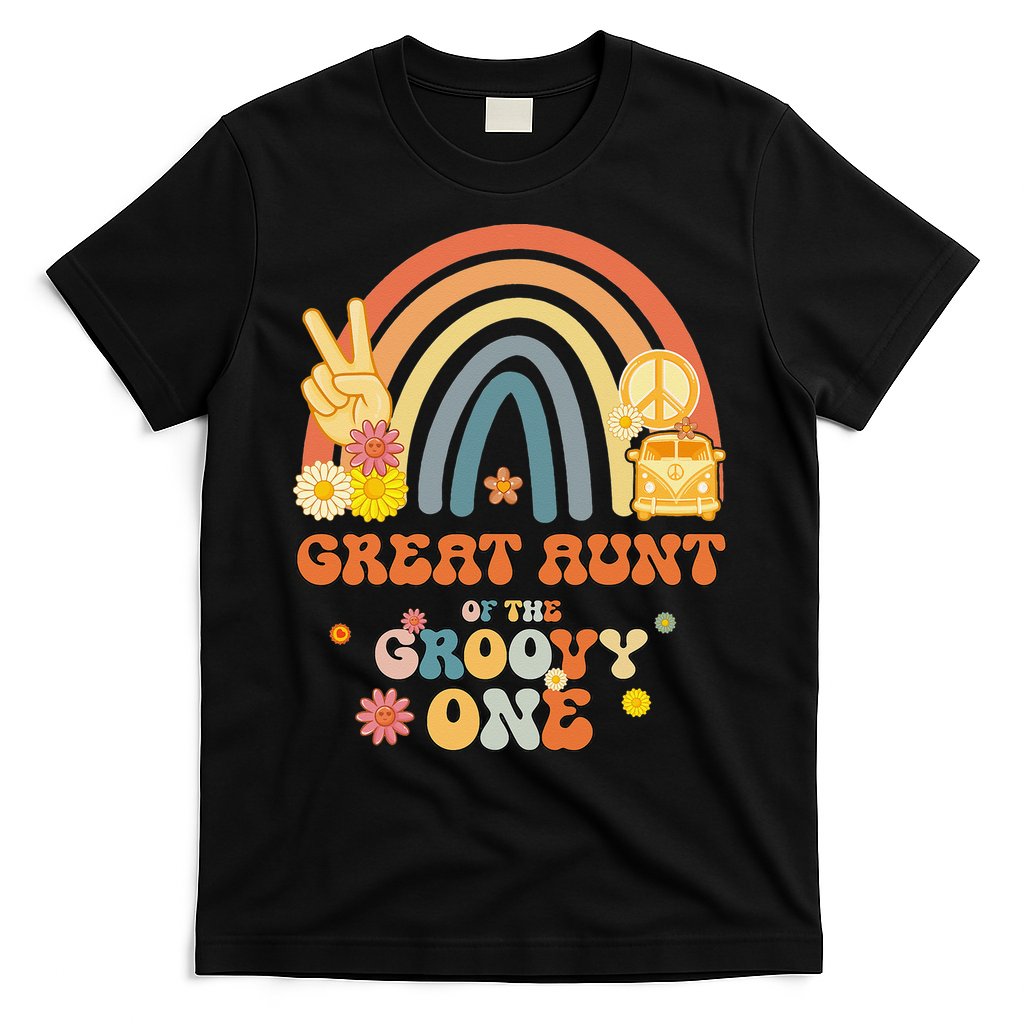 Great Aunt of the Groovy One Rainbow Boho Birthday Party T-Shirt