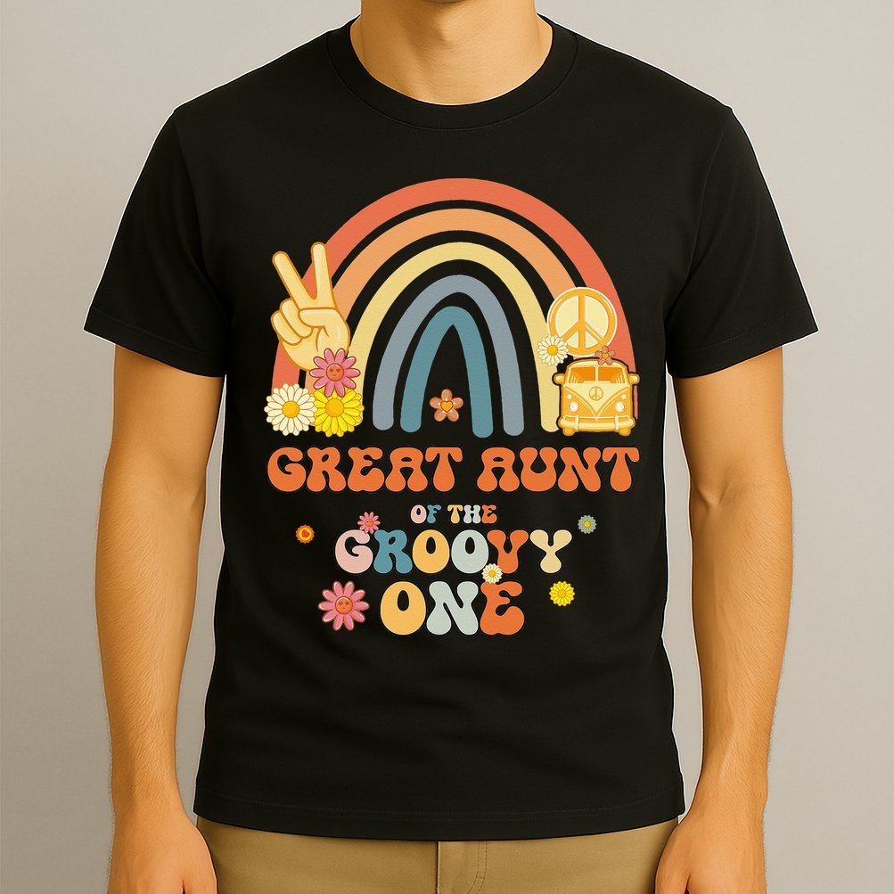 Great Aunt of the Groovy One Rainbow Boho Birthday Party T-Shirt