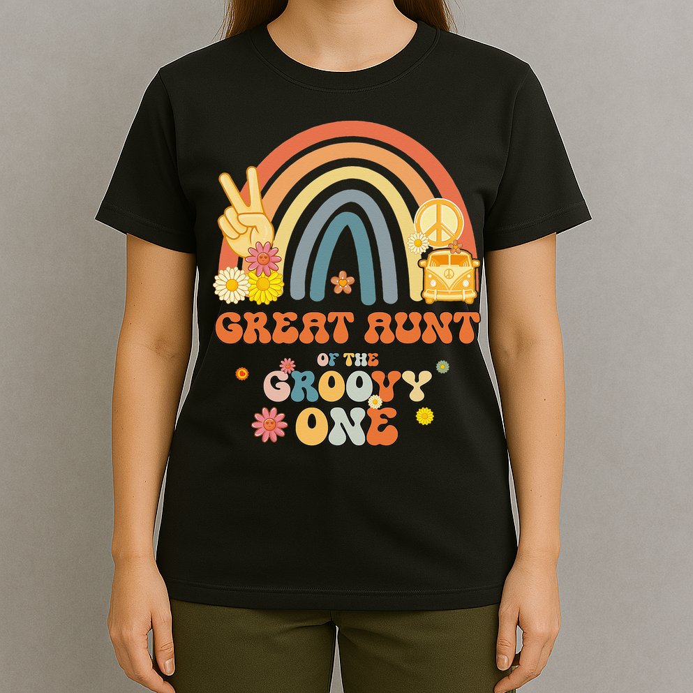 Great Aunt of the Groovy One Rainbow Boho Birthday Party T-Shirt