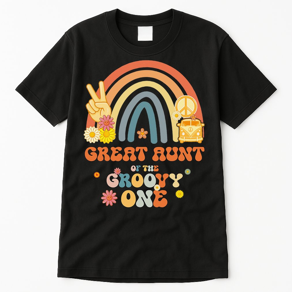 Great Aunt of the Groovy One Rainbow Boho Birthday Party Tall T-Shirt