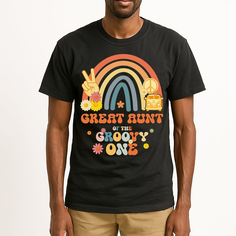 Great Aunt of the Groovy One Rainbow Boho Birthday Party Tall T-Shirt