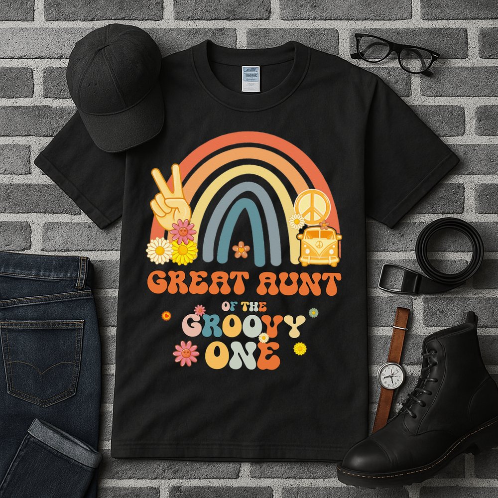 Great Aunt of the Groovy One Rainbow Boho Birthday Party Tall T-Shirt