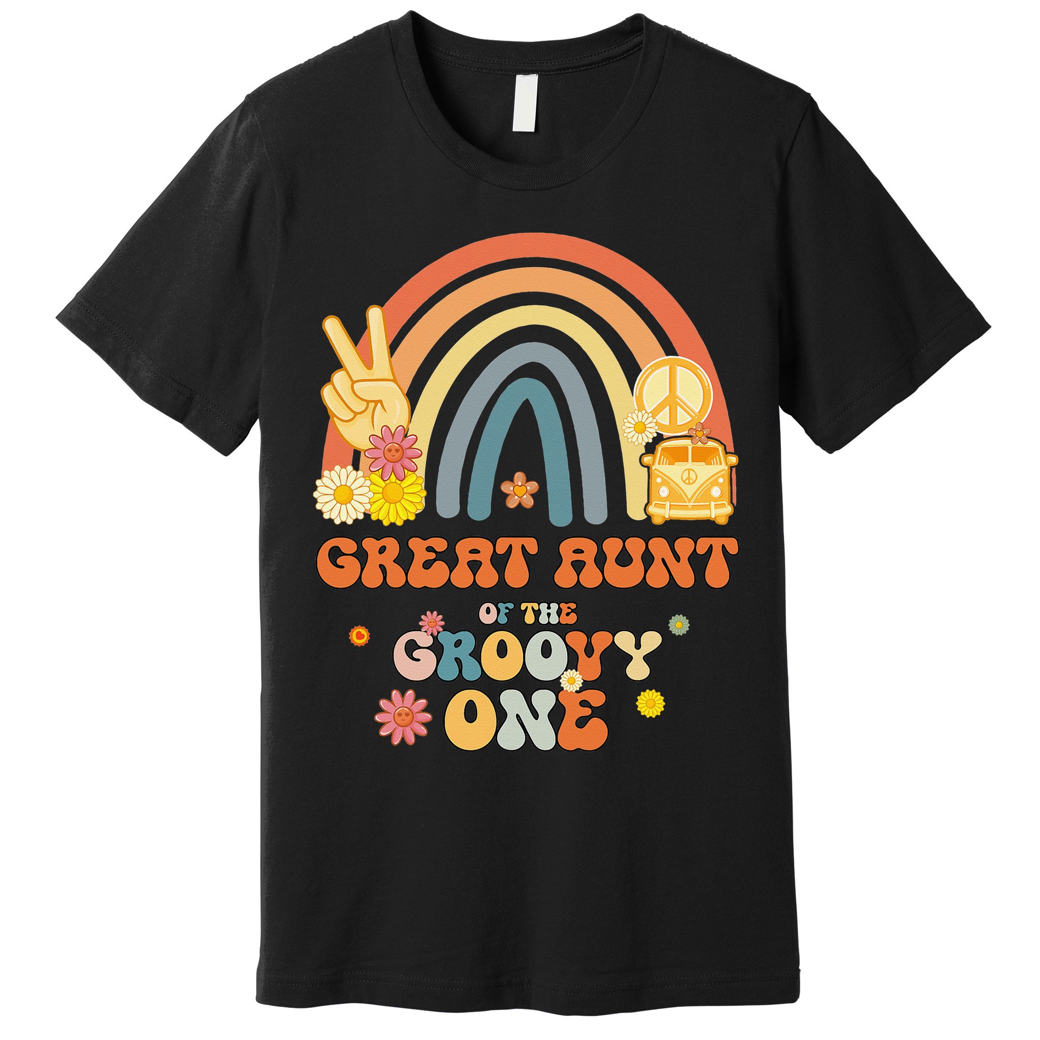 Great Aunt of the Groovy One Rainbow Boho Birthday Party Premium T-Shirt