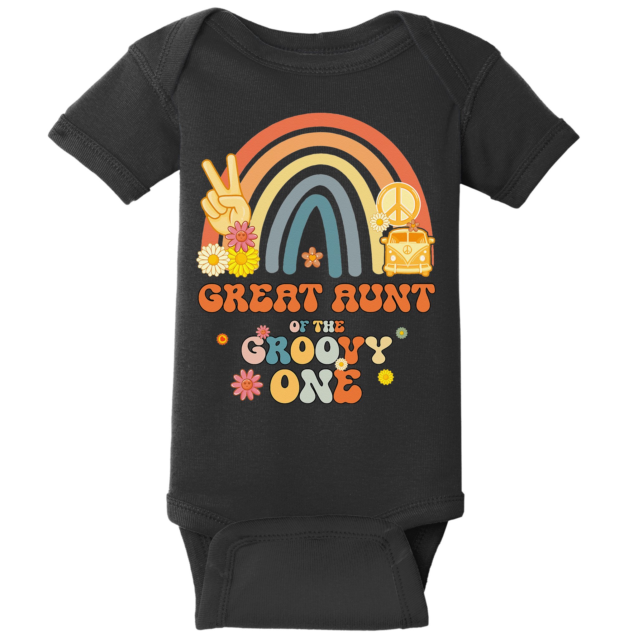 Great Aunt of the Groovy One Rainbow Boho Birthday Party Baby Bodysuit