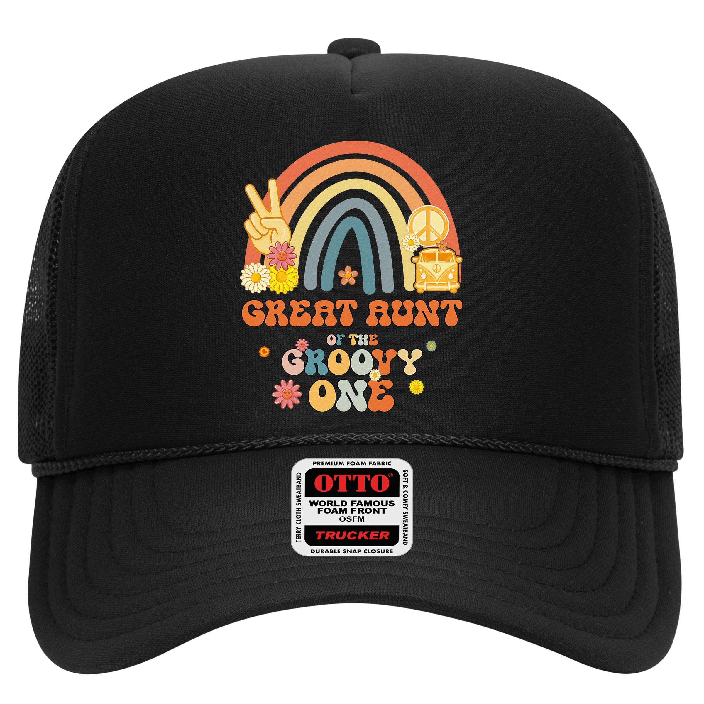 Great Aunt of the Groovy One Rainbow Boho Birthday Party Hat