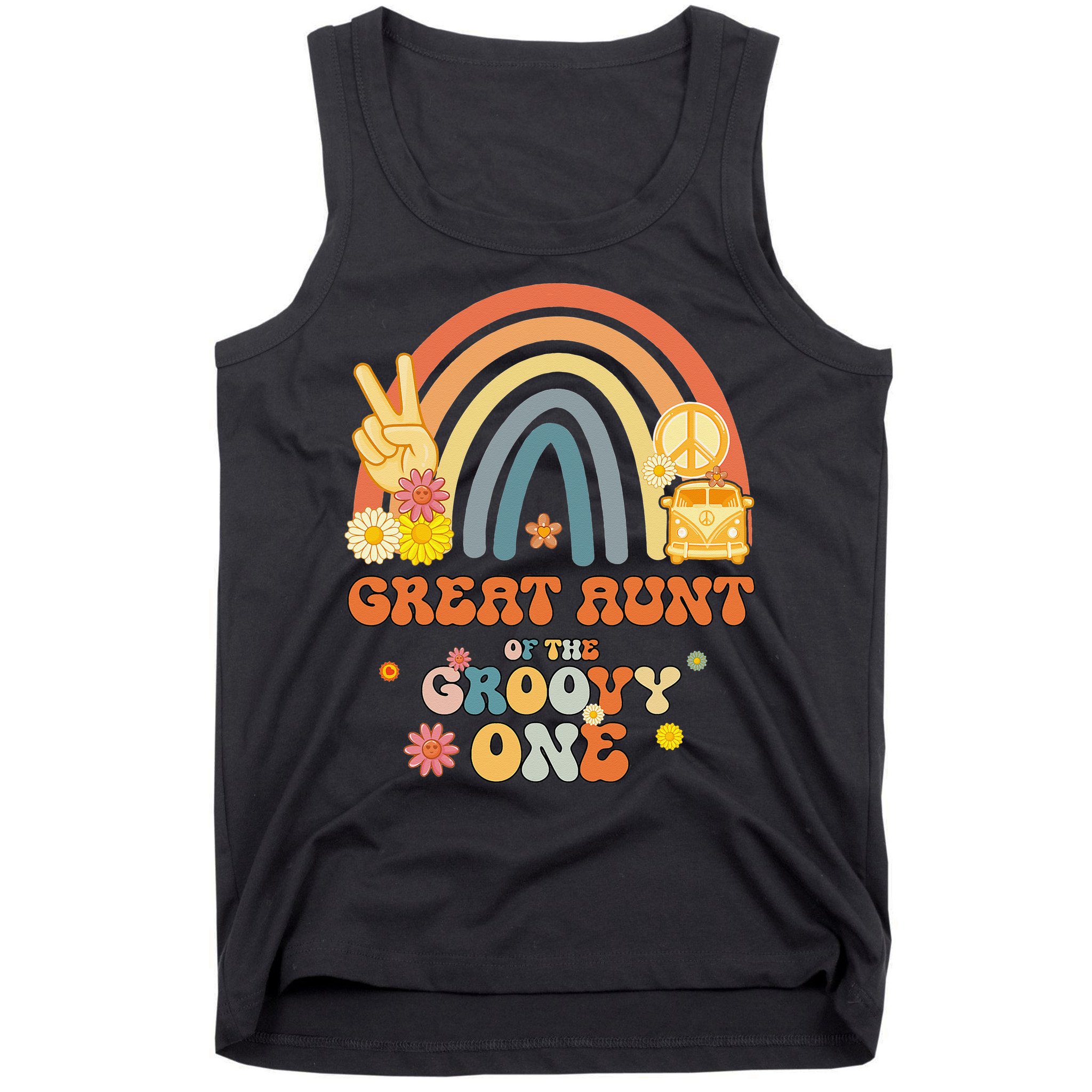 Great Aunt of the Groovy One Rainbow Boho Birthday Party Tank Top