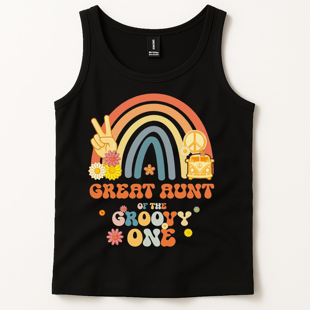 Great Aunt of the Groovy One Rainbow Boho Birthday Party Tank Top