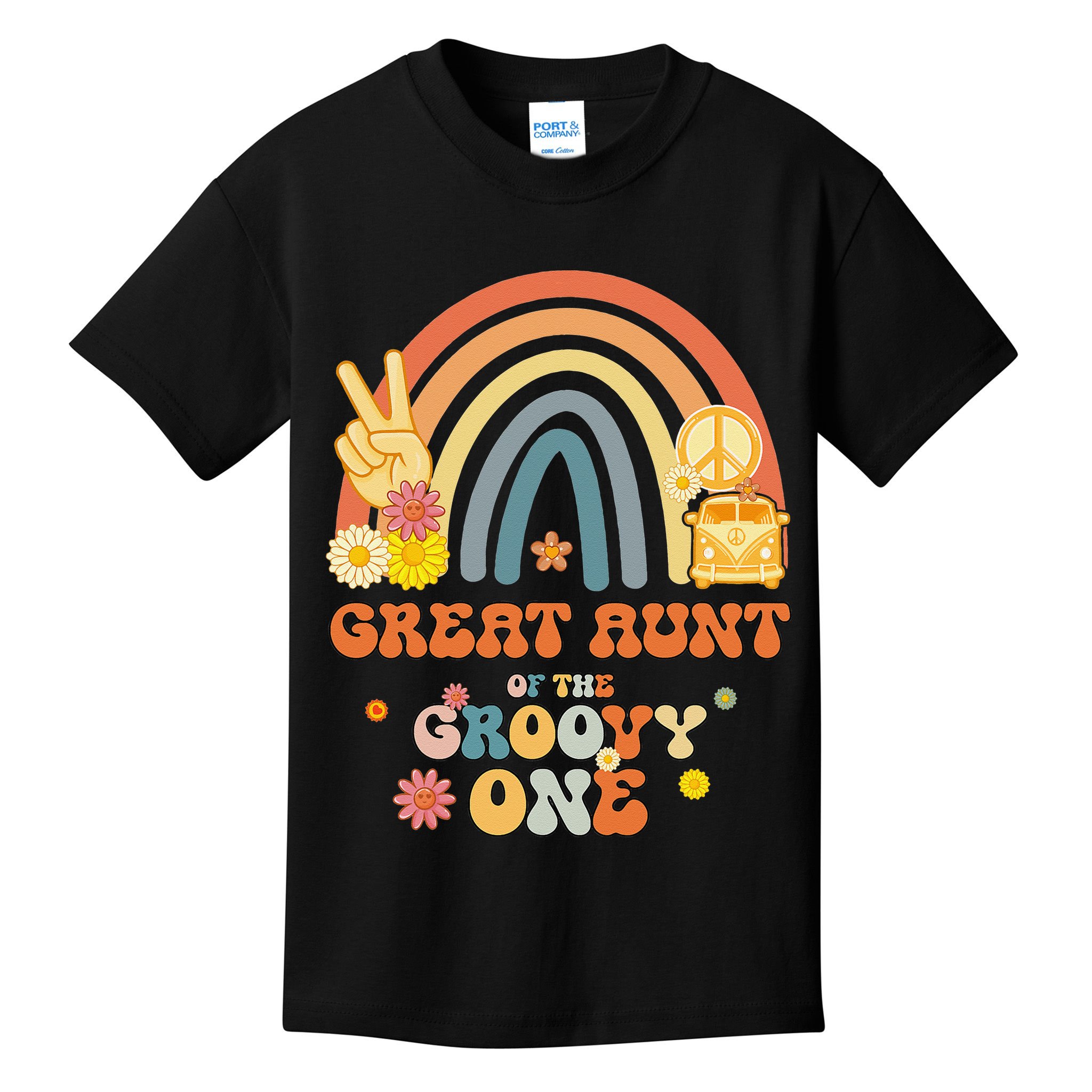 Great Aunt of the Groovy One Rainbow Boho Birthday Party Kids T-Shirt