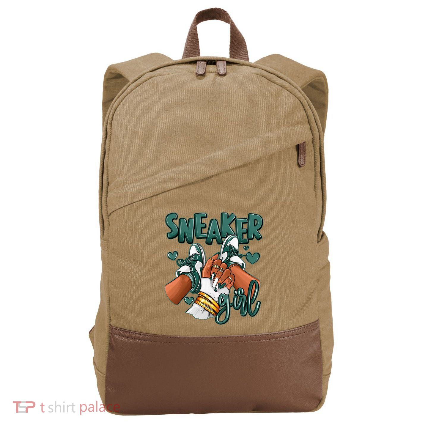 Girl Afro Oxidized Green 4s Matching Cotton Canvas Backpack