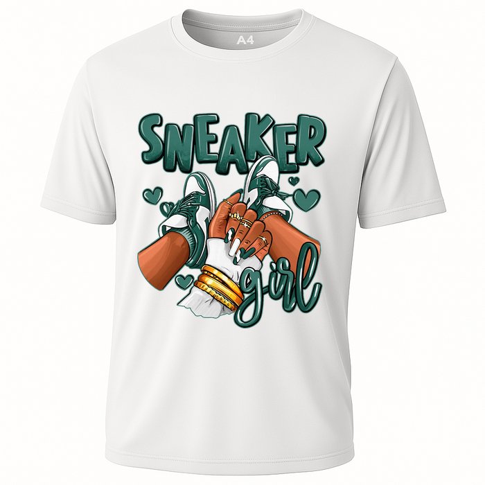 Girl Afro Oxidized Green 4s Matching Cooling Performance Crew T-Shirt