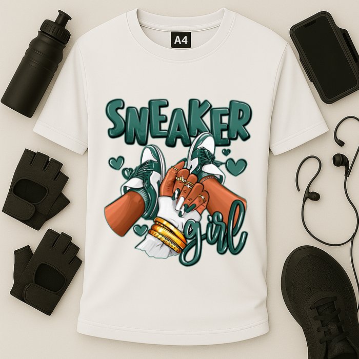 Girl Afro Oxidized Green 4s Matching Cooling Performance Crew T-Shirt