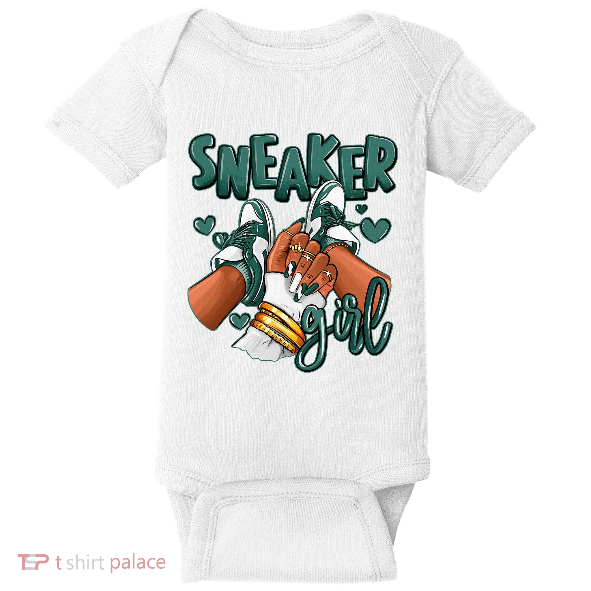Girl Afro Oxidized Green 4s Matching Baby Bodysuit