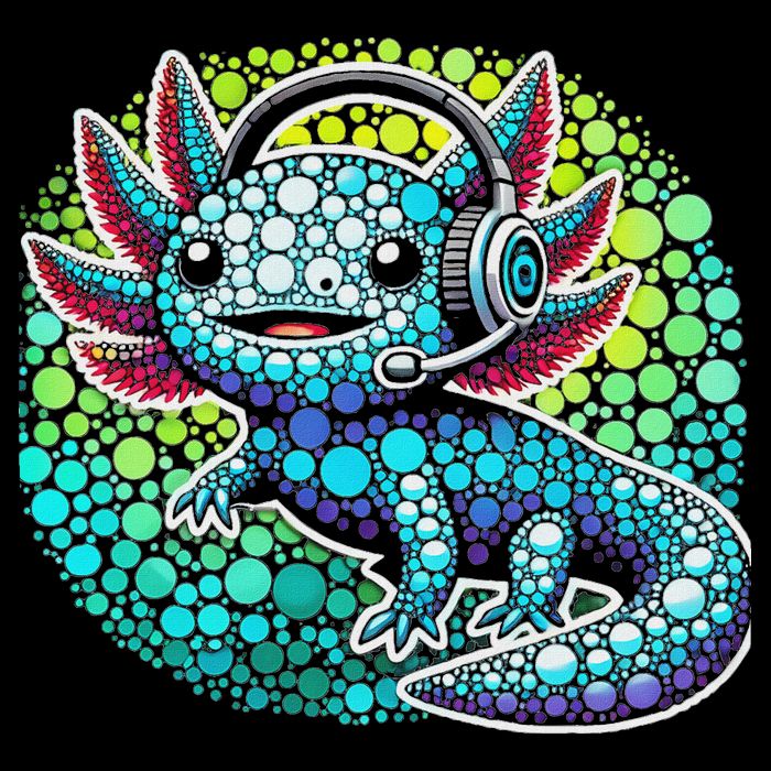 Gamer Axolotl Polka Dot Video Games Day Headphone Cooling Performance Crew T-Shirt