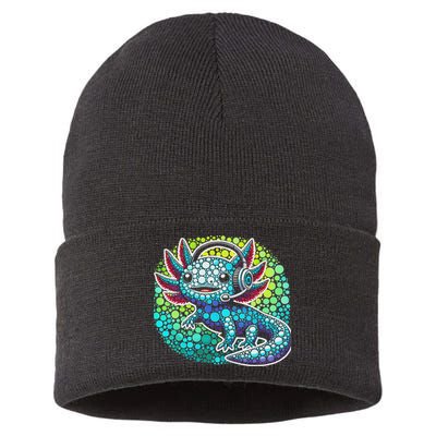 Gamer Axolotl Polka Dot Video Games Day Headphone Sustainable Knit Beanie