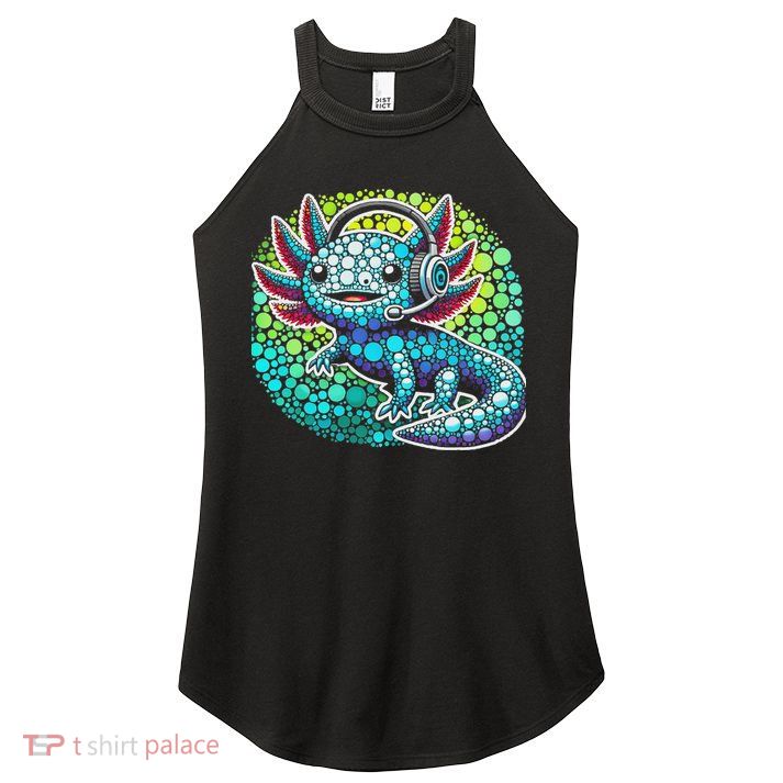 Gamer Axolotl Polka Dot Video Games Day Headphone Women's Perfect Tri Rocker Tank
