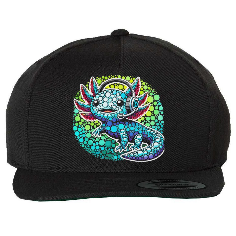 Gamer Axolotl Polka Dot Video Games Day Headphone Wool Snapback Cap