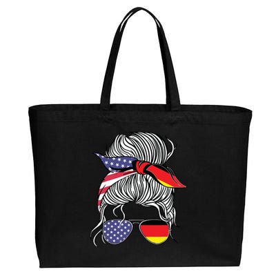 German American Patriot Grown Proud Girl Flag Cotton Canvas Jumbo Tote