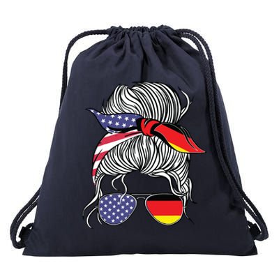 German American Patriot Grown Proud Girl Flag Drawstring Bag