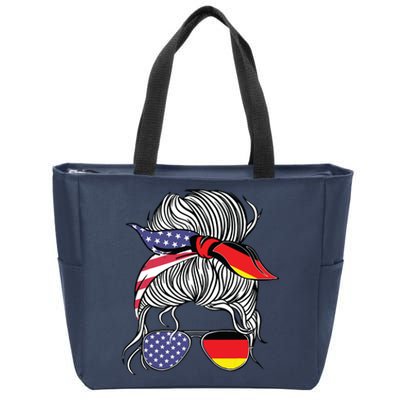 German American Patriot Grown Proud Girl Flag Zip Tote Bag