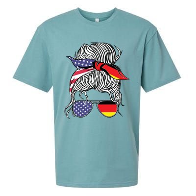 German American Patriot Grown Proud Girl Flag Sueded Cloud Jersey T-Shirt