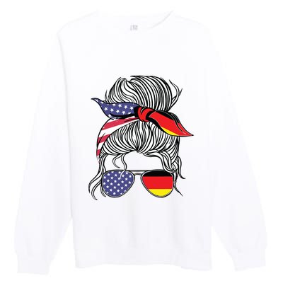 German American Patriot Grown Proud Girl Flag Premium Crewneck Sweatshirt