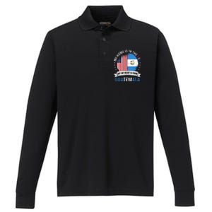 Guatemalan American Patriot Heart is from Guatemala Flag Performance Long Sleeve Polo