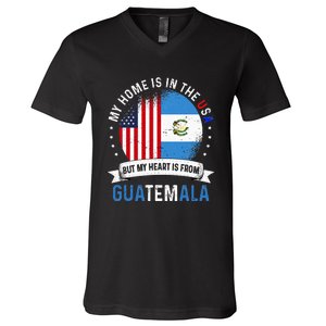 Guatemalan American Patriot Heart is from Guatemala Flag V-Neck T-Shirt