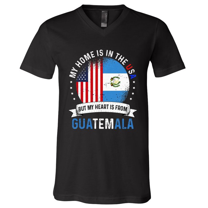 Guatemalan American Patriot Heart is from Guatemala Flag V-Neck T-Shirt