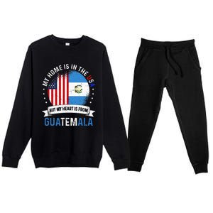 Guatemalan American Patriot Heart is from Guatemala Flag Premium Crewneck Sweatsuit Set