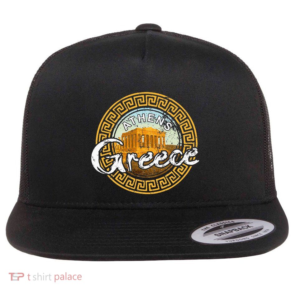 Greece Athens Parthenon Acropolis Flat Bill Trucker Hat