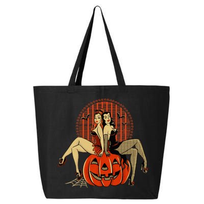 Girl And Pumpkin Pin Up Halloween50s Inspired Halloween 25L Jumbo Tote