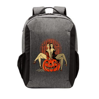 Girl And Pumpkin Pin Up Halloween50s Inspired Halloween Vector Backpack