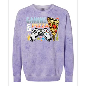 Gaming And Pizza Lover Fan Colorblast Crewneck Sweatshirt