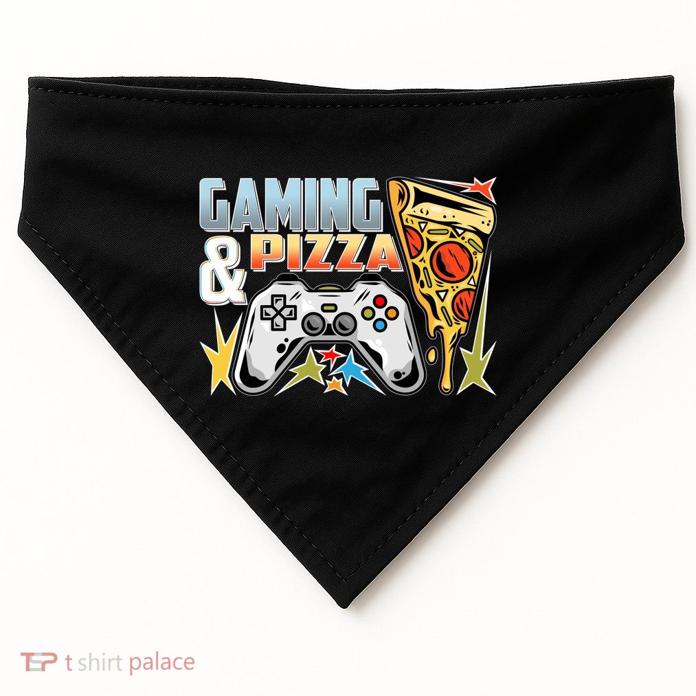 Gaming And Pizza Lover Fan USA-Made Doggie Bandana
