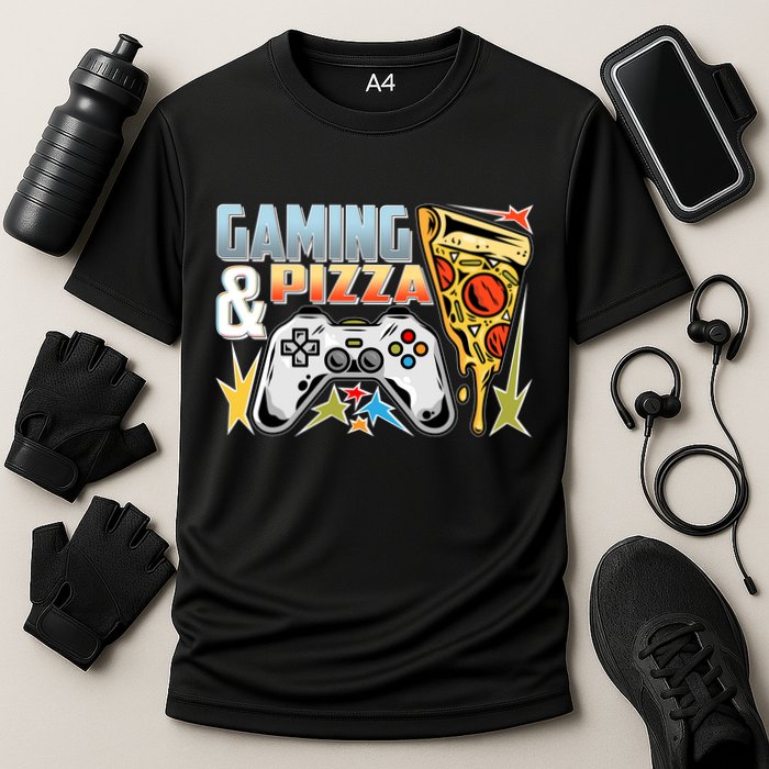 Gaming And Pizza Lover Fan Cooling Performance Crew T-Shirt