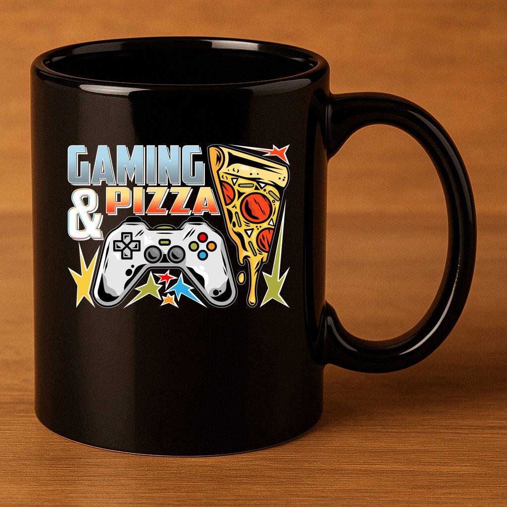 Gaming And Pizza Lover Fan 11oz C Handle Ceramic Mug