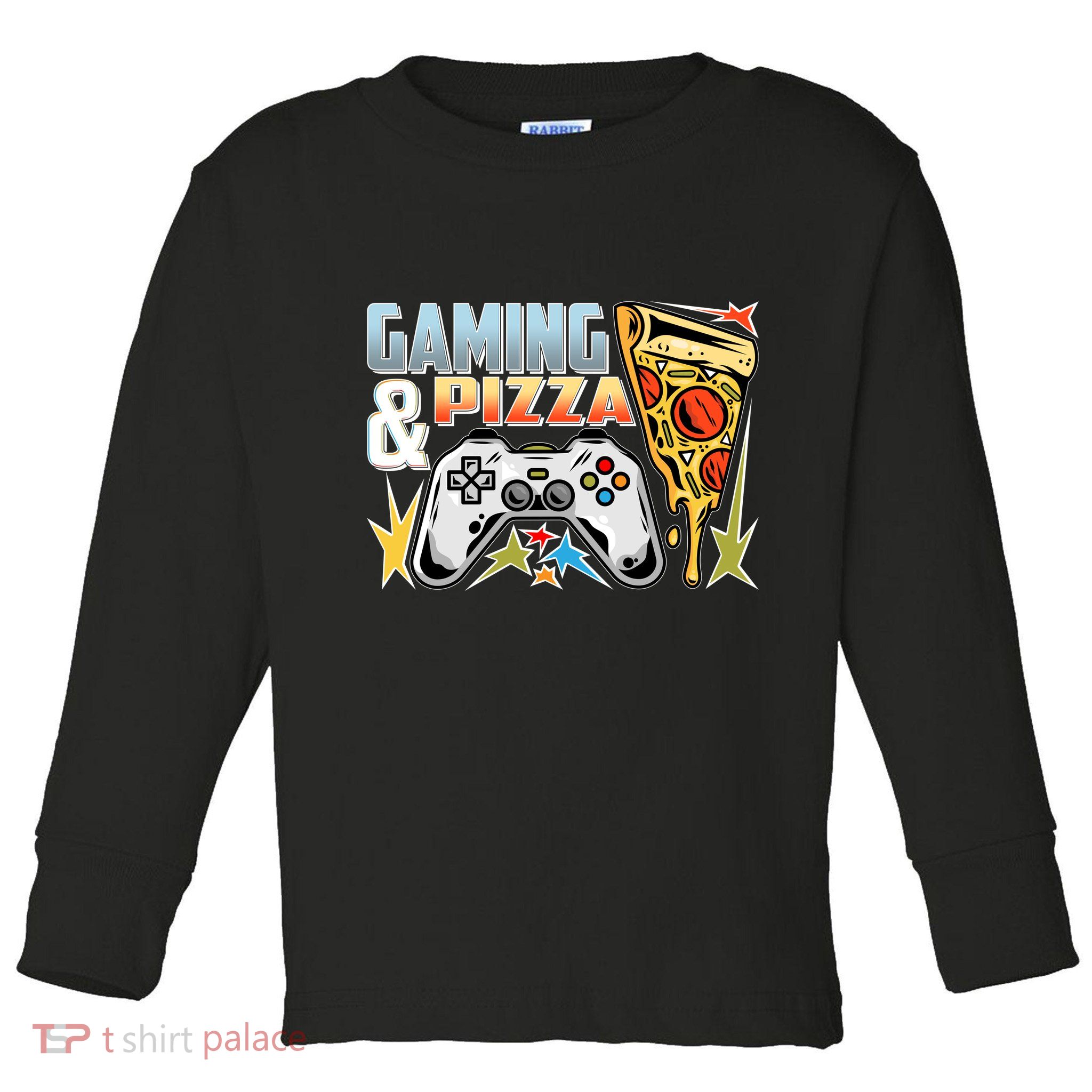 Gaming And Pizza Lover Fan Toddler Long Sleeve Shirt