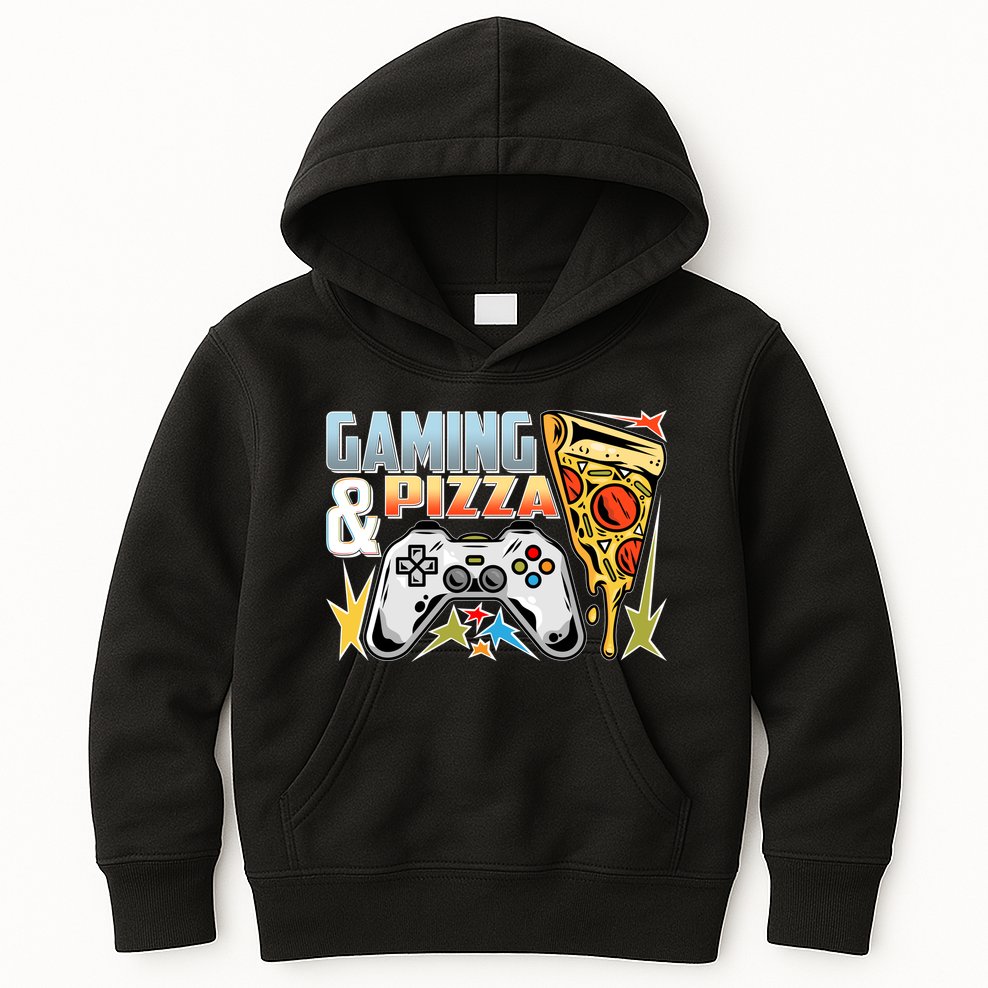 Gaming And Pizza Lover Fan Kids Hoodie