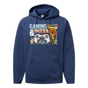 Gaming And Pizza Lover Fan Performance Fleece Hoodie