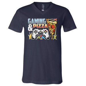 Gaming And Pizza Lover Fan V-Neck T-Shirt