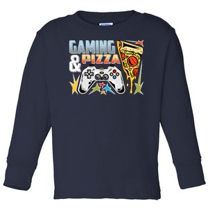 Gaming And Pizza Lover Fan Toddler Long Sleeve Shirt